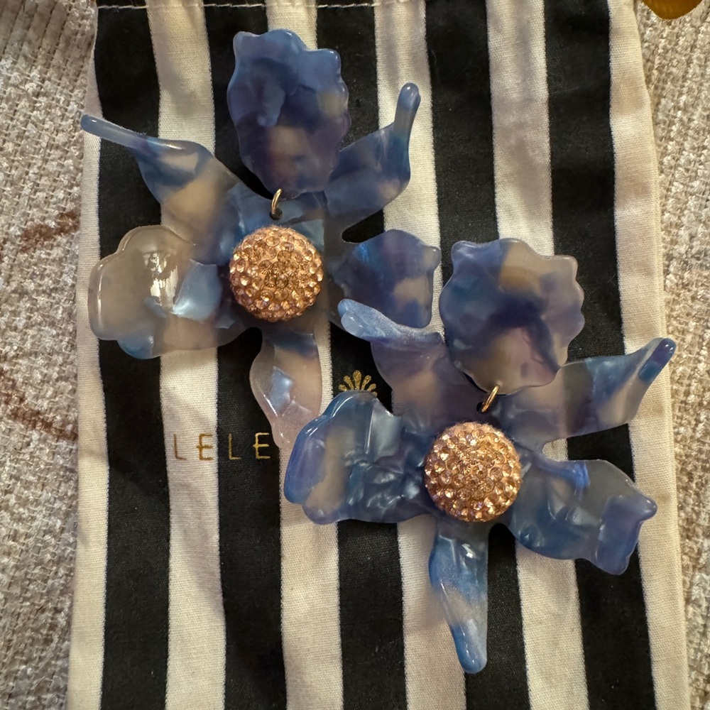 Lele Sadoughi Pale Blue & Pink Crystal Lily Earrings